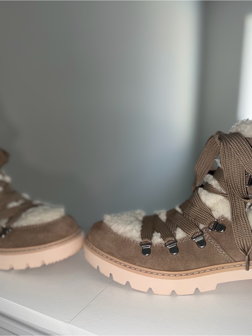 Dolce Vita Cream Suede Shearling Boot